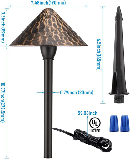 LEONLITE 12-Pack LED Low Voltage Landscape Path Light, 3W 12-24V AC/DC, Pathway Lighting Wired, Outdoor Light for Yard Lawn, ETL CRI90+ Unique Vintage Golden Texture, Aluminum, 3000K Warm White