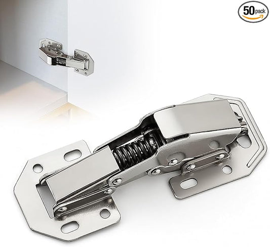 Ravinte 50 Pack Hidden Hinges Soft Close Surface Mount Kitchen Cabinet Hinges, No Pre-drilled for Kitchen Cupboard