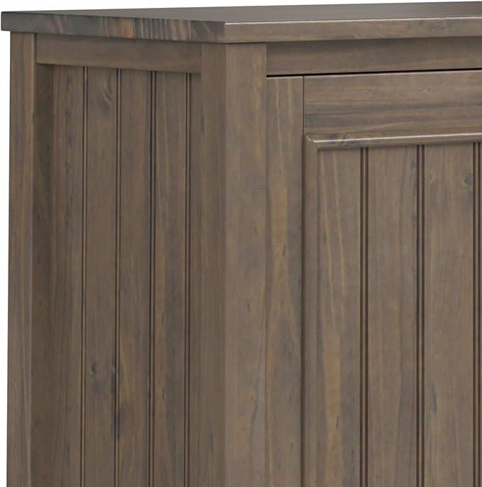 SIMPLIHOME Lev SOLID WOOD 32 Inch Wide Contemporary Low Storage Cabinet in Smoky Brown, For the Living Room, Entryway and Family Room
