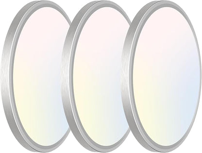 libtit 3 Pack 7 Inch Led Ceiling Light Flush Mount Nickel Brushed, 15W Light Fixtures Ceiling Mount, 3000K/4000K/6500K Color Options, Thin Flat Led Ceiling Light for Ceiling Bathroom Hallway Closet