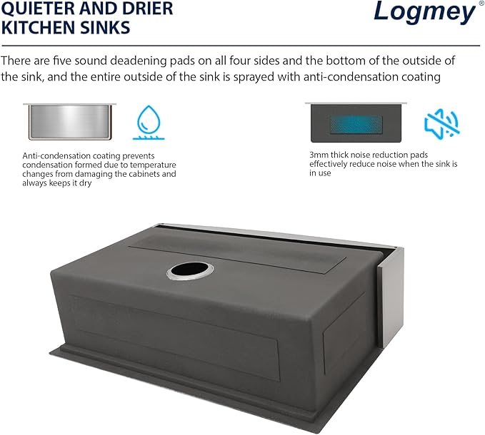 Logmey 36 Inch Farmhouse Sink Workstation 36x21 16 Gauge Stainless Steel Farm Kitchen Sink Undermount Apron Front Single Bowl Farm Sinks for Kitchen 36x21x9