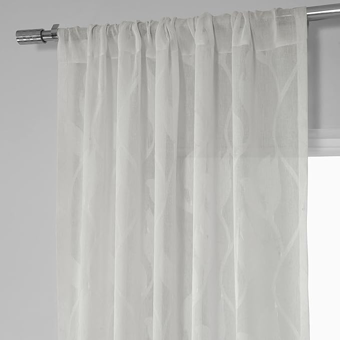 HPD Half Price Drapes Patterned Linen Sheer Curtain For Living Room 50 X 84 (1 Panel), Rod Pocket Window Curtains for Bedroom, Avignon Vine