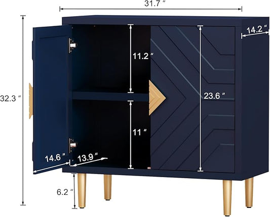 HLR Sideboard Storage Cabinet with 2 Doors, Accent Cabinet with Decorative Embossed Pattern Doors, Sideboard Buffet for Living Room, Kitchen, Dining Room, Hallway