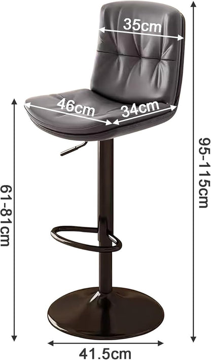 Counter Height s with Back, Faux Leather Adjustable Chairs for Kitchen Island,Dark Gray-Black Leg