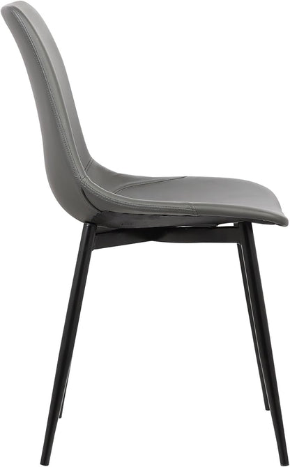 Armen Living Monte Mid Century Modern Dining Accent Chair for Table Kitchen Desk Vanity in Charcoal Gray Faux Leather with Black Metal Legs