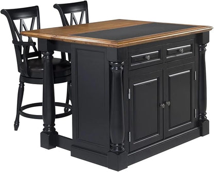 Monarch Black/Distressed Oak Kitchen Island with Granite Top by Home Styles