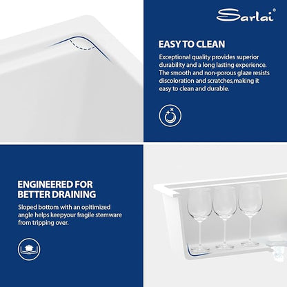 Sarlai 33 White Kitchen Sink Granite Composite - 33 x 19 inch Kitchen Sink Undermount Workstation White Granite Composite Quartz Single Bowl Under Counter Kitchen Sinks Basin