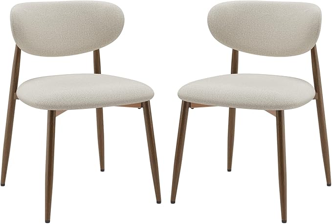 MALOL Dining Chairs Set of 2, Curved Back Kitchen Room Chairs with Metal Legs and Anti Slip Pads, Upholstered Dining Chair for Home and Restaurant, Beige