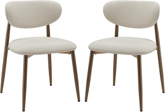MALOL Dining Chairs Set of 2, Curved Back Kitchen Room Chairs with Metal Legs and Anti Slip Pads, Upholstered Dining Chair for Home and Restaurant, Beige