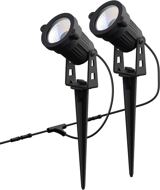 Feit Electric Smart Color Changing & Tunable White Outdoor Spotlights, 250 Lumens, Music Sync, Voice Control Compatible with Alexa & Google Home, Linkable, App Controlled, SPOT/RGBW/AG/2, 2-Pack