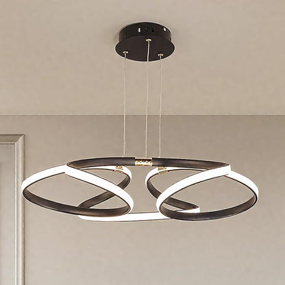 23 inch Modern Chandelier for Dining Room, Kitchen Chandelier & Entryway, Dimmable LED Pendant Light with Adjustable Height, 32W for Hallway, Living Room, Bedroom (Black M)