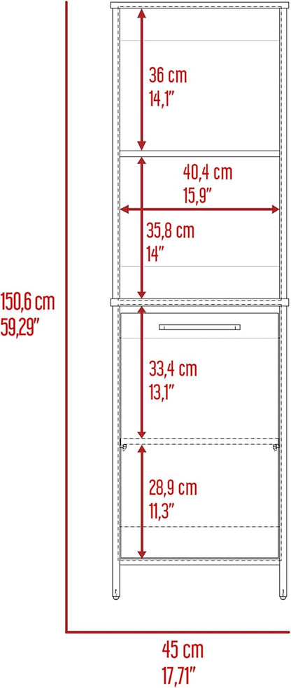 Modern Kitchen Pantry, White Storage Cabinet with 1-Shelf, Easy to Maintain, for Dining Room