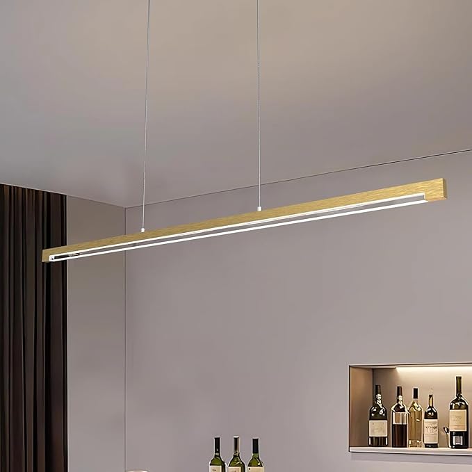 2-Pack 40W Gold Linear Pendant Light Aluminum, 54" CCT 3000K-6000K Dimmable Kitchen Island Lighting with Remote App Control, Adjustable LED Lights, Dining Room Chandelier for Home Office