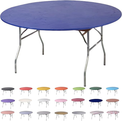 Kwik-Covers 10 Pack of Round Plastic Table Covers - 60" or 72" Round - Indoor or Outdoor Fitted Covers (Tables NOT Included) (Royal Blue, 60" Round)