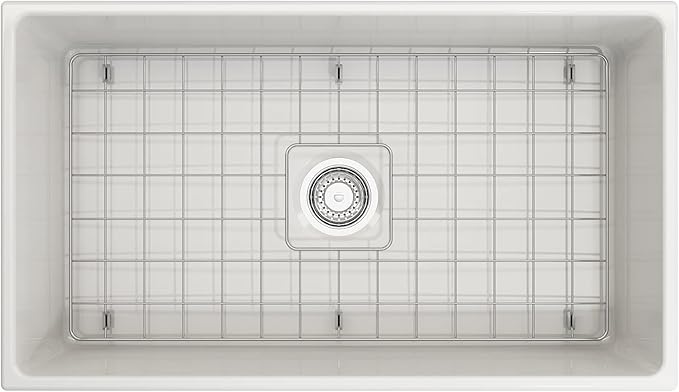 BOCCHI Contempo Apron Front Fireclay 33 in. Single Bowl Kitchen Sink in White with Stainless Steel Faucet