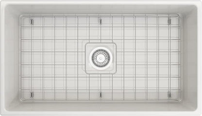BOCCHI Contempo Apron Front Fireclay 33 in. Single Bowl Kitchen Sink in White with Stainless Steel Faucet