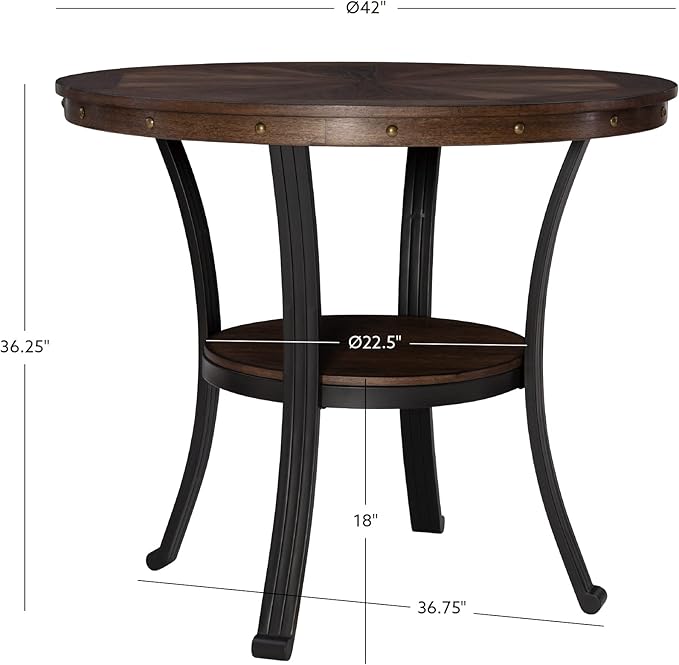 Powell Franklin Dark Wood with Metal Accent Counter Height Dining Table