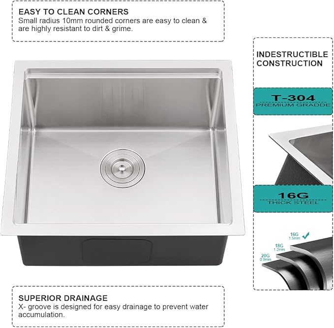 21 Inch Undermount Bar Sink Workstation-iAnomla 21x19 Stainless Steel Bar Sink Undermount Kitchen Sinks Outdoor 16 Gauge Single Bowl Rv Sinks with Cutting Board