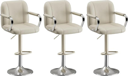 MALOL Set of 3 Beige Counter Chairs with Backs – Adjustable Swivel High Chairs for Kitchen Island, Modern Seating, Taburetes para Barra de Cocina, Island Stools for Home Bar
