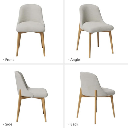 Casaphoria Upholstered Dining Chairs Set of 2, Mid Century Modern Fabric Kitchen Room Chairs with Solid Wood Legs & Comfortable Padded Seat, Ergonomic Side Chairs for Dining Room Living Room, Oak
