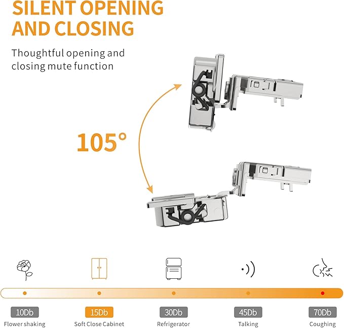 Chibery 30 Pack 1" Overlay 4D Soft Close Concealed Hinges for Face Frame Door, Adjustable Closing Speed, Smooth Slow Self Close Hinges, Satin Nickel, 105° Open Angle Stainless Steel Cabinet Hinges