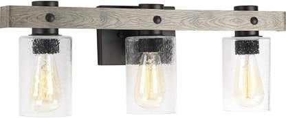 Progress Lighting Gulliver Collection 3-Light Clear Seeded Glass Coastal Bath Vanity Light Graphite