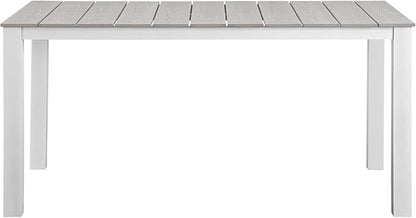 Modway Maine Aluminum Outdoor Patio 63" Dining Table in White Light Gray