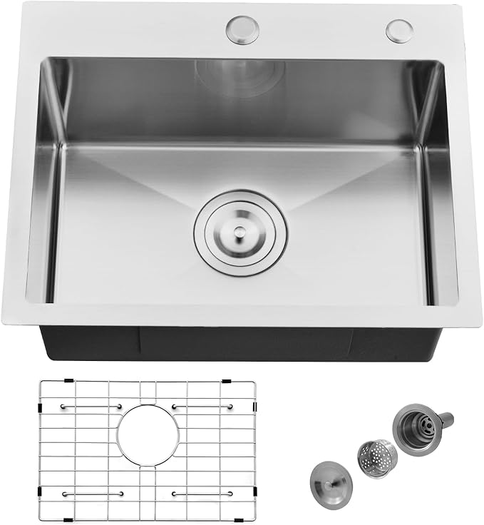 20" x 16" Kitchen Sink Drop In-Jshozzy Drop In Small Sink For Kitchen Stainless Sink Single Bowl Topmount Deep Sink Stainless Steel