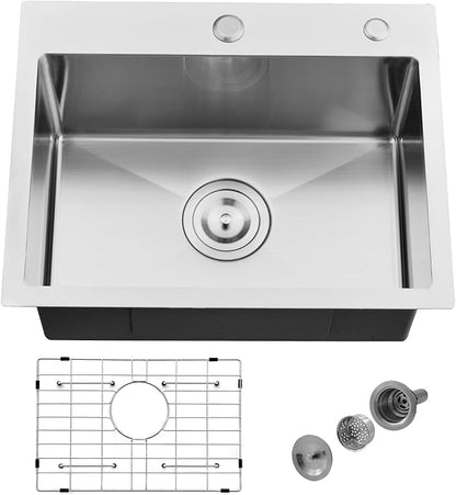 20" x 16" Kitchen Sink Drop In-Jshozzy Drop In Small Sink For Kitchen Stainless Sink Single Bowl Topmount Deep Sink Stainless Steel