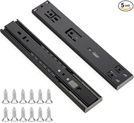 Ravinte 10 Inch Soft Close Drawer Slides 5 Pairs 10 Pack Black Full Extension Ball Bearing Drawer Glide Side Mount