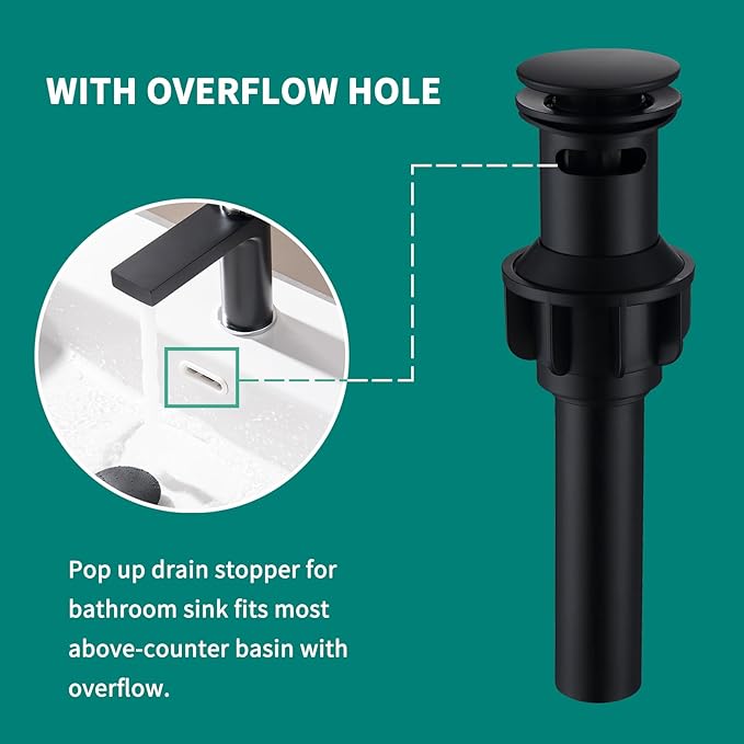 Black Bathroom Faucet 3 Hole Widespread Bathroom Faucet 8 Inch with Sink Pop Up Drain with Overflow Set Two Handles SUS304 Stainless Steel Vanity Faucets 8-12 Inches Matte Black, SFD4+SD-BK