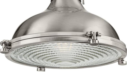 Progress Lighting 1-Light Fresnel Glass Coastal Pendant Light, Fresnel Lens Collection , Indoor, P5188-09, Brushed Nickel