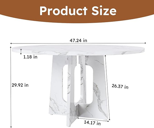 47" Farmhouse Dining Table, Kitchen Table with Stable Structure, Dinner Tables with Simple Assembly for Home Gatherings & Daily Dining, White