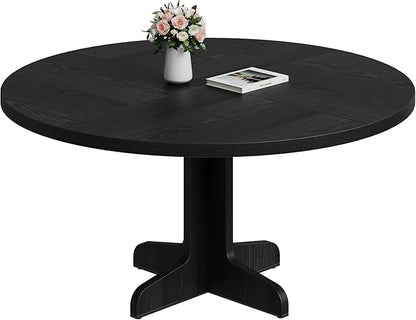 Garvee 47 in Round Dining Table for 4, Farmhouse Kitchen Dining Room Circle Dinner Table, Kitchen Dining Room Furniture, Black (Table Only)
