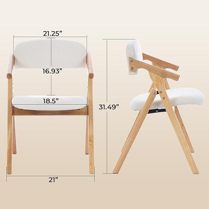 Folding Chairs with Padded Seats,Wooden Stackable Dining Chair,Easy to Store Foldable Dining Chairs for Kitchen, Living Room, Wedding Party Picnic (White)