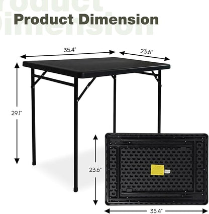 3ft Rectangular Folding Table for All-Occasion, Foldable Table with HDPE Tabletop and Steel Legs, Durable and Stable Small Folding Table, Perfect for Camping, Picnic, Party, Indoor & Outdoor, Black