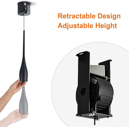 Black Pendant Light for Kitchen Island, LED Dimmable Pendant Light fixtures, Small Modern Industrial Adjustable Cord Hanging Pendant Light for Over Sink, Bar, Dining Room, Bedside