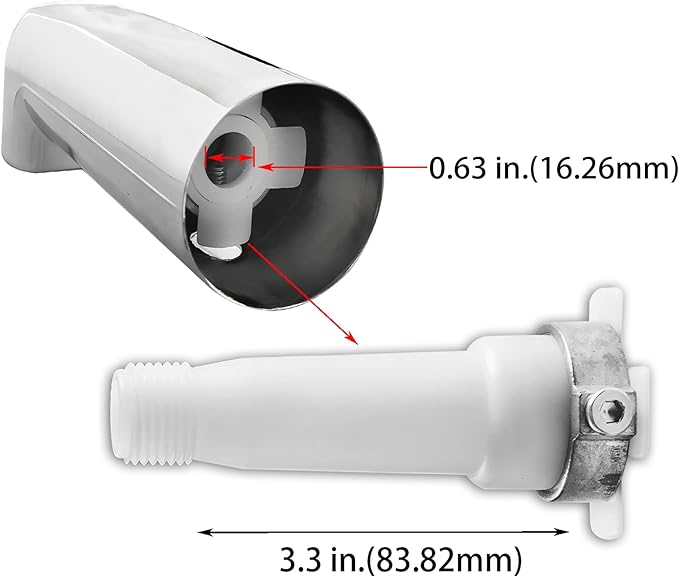 SENTO Slip On Silver Universal Heavy Durable Metal Bathroom Tub Spout Without Diverter, Heavy Duty Metal Bathtub Faucet Without Shower Diverter - 7 Inches 1/2" Copper Pipe, Polished Chrome
