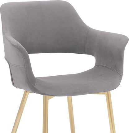 Armen Living Gigi Grey Velvet Dining Room Chair with Gold Metal Legs - Set of 2