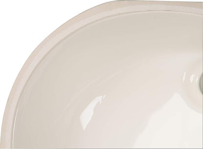 MSI 17.0” (L) x 14.125” (W) x 7.75” (H) Oval Porcelain Ceramic Undermount Bathroom Vanity Vessel Sink, Bisque