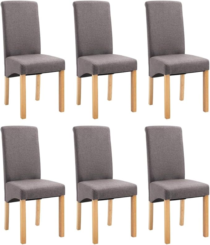 Set of 6 Taupe Fabric Dining Chairs, Modern Accent Seat for Kitchen & Living Room, 16.5" W Ergonomic Wooden Frame Sillas Comedor for Small Spaces