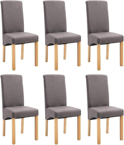 Set of 6 Taupe Fabric Dining Chairs, Modern Accent Seat for Kitchen & Living Room, 16.5" W Ergonomic Wooden Frame Sillas Comedor for Small Spaces