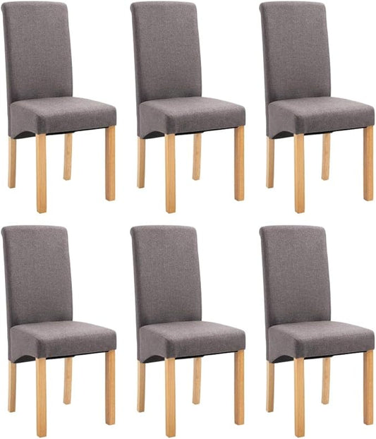 6 Taupe Fabric Dining Chairs Set Modern Accent Chairs for Kitchen Living Room with Wooden Frame, 16.5" Seat Width & Comfortable Design