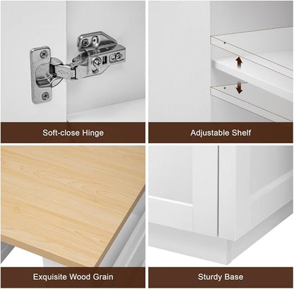 JIJIWANG 82.7 inch Kitchen Island with Extendable Dining Table for 4-6 Person,Two-Tone Kitchen Table with Double-Sized Storage, Power Outlet, with Storage 2 Drawers 2 Side Open Shelves,White