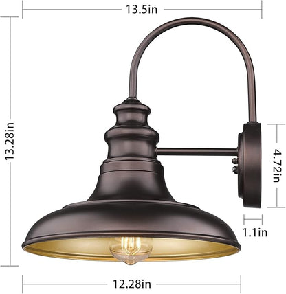 Dusk to Dawn Sensor Outdoor Barn Light Fixture Outdoor Wall Sconce Farmhouse Wall Mount Lights Exterior Light Fixture Bronze Finish Industrial Wall Lantern for Porch, Entryways, 4 Pack