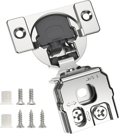 Chibery 10 Pack 1-1/4" Overlay 3D Soft Close Concealed Hinge for Face Frame Door, Smooth Slow Self Closing Hinges, Satin Nickel, Hidden 105° Open Angle Stainless Steel Hinge for Kitchen Cabinet Door