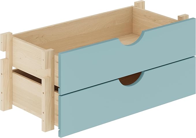 Palace Imports Solid Wood Kitchen Pantry Cabinet - 71.5" H x 32" W, Tall Storage Cupboard - Aqua, Adjustable Shelves & 2-Drawer Kit for Living Space, 100% Renewable Eco-Friendly Wood, Made in Brazil