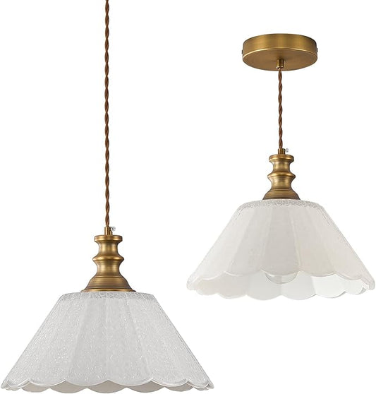 This Kitchen Island Pendant Light Features a Solid Brass Body paired with a high-Transparency Glass Shade