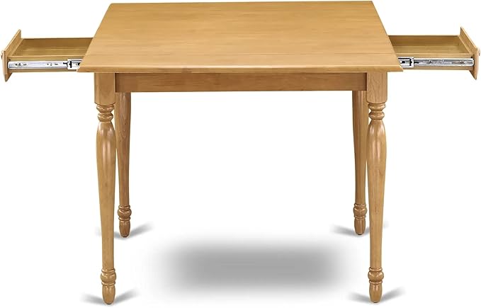 East West Furniture MZT-Oak-T Monza Modern Kitchen Table - a Rectangle Dining Table Top with Dropleaf & Stylish Legs, 36x54 Inch, Oak