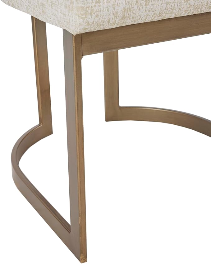 Madison Park Bryce Parsons Upholstered Accent Dining Chairs Set of 2, Padded Seat with Cushion, Antique Gold Metal Frame Back and Sled Leg, Contemporary Modern Chic for Kitchen, Cream 2 Piece
